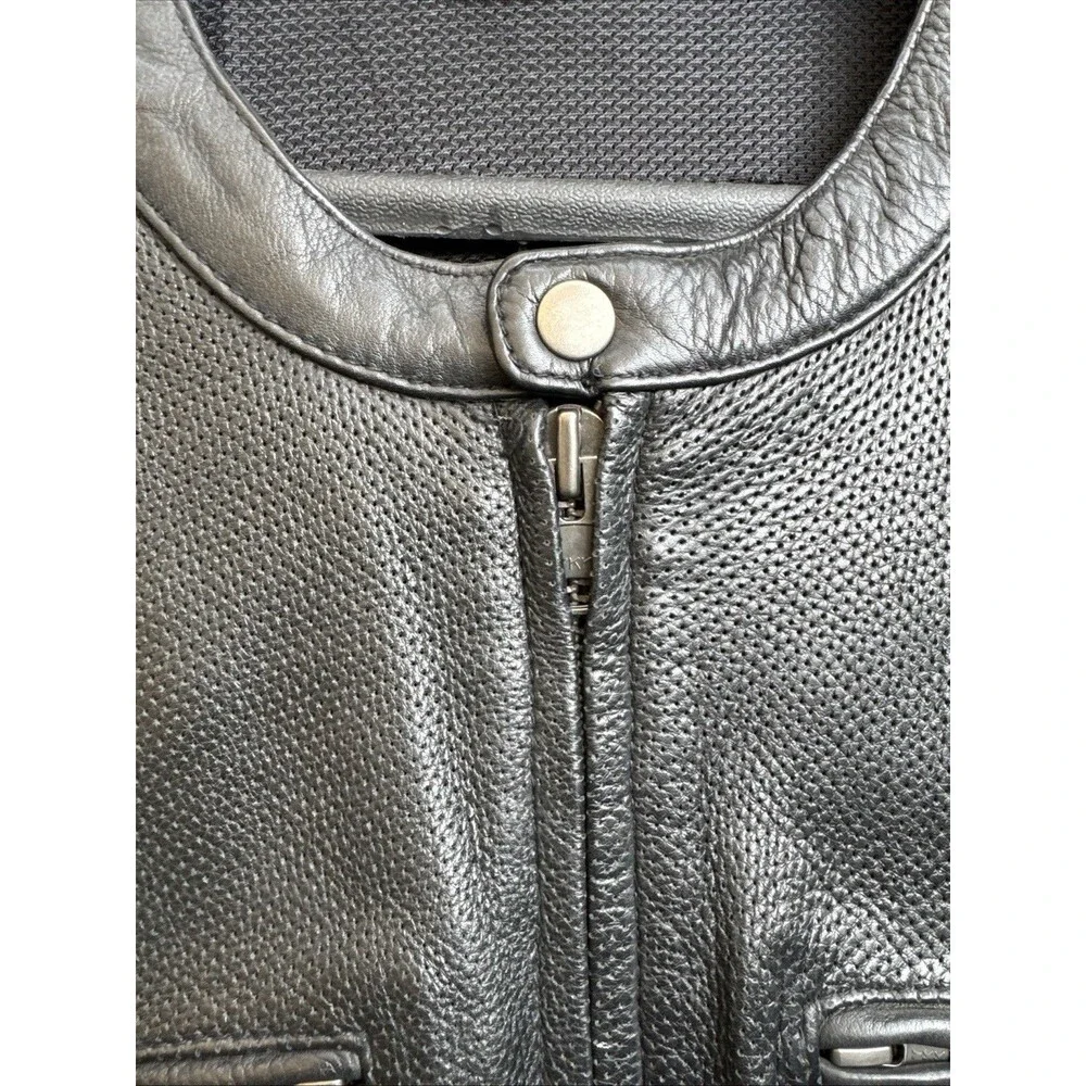 First Mfg Men's Motorcycle Perforated Leather Jacket Long Sleeve Size 3X